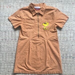 Zara Peanuts Woodstock Snoopy zipper utility dress size 10